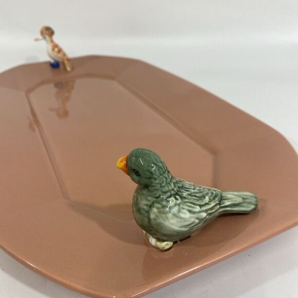 New Anthropologie Loro Bird Ceramic Serving Platter Peach 18” - Picture 4 of 9